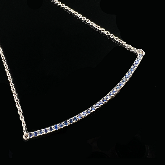 Sapphire Curved Bar Necklace